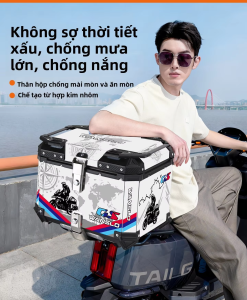 WANSLO |Thùng Sau Xe Dung Lượng Lớn Chống Nước Có Khóa Nhanh bằng Nhôm