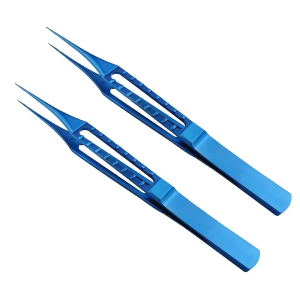 115mm Titanium Straight Tying tweezer ophthalmic Forcep teethless with 4.5mm tying platform eye instrument