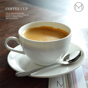 Custom Elegant Bone China Coffee Cup with Saucer