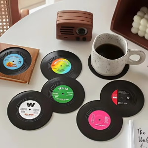 Retro Record Coasters Anti-slip Vinyl Disk Coasters Universal Insulated Coaster Coffee Mug Mat Table Pad Decoration
