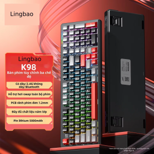 Lingbao | Bàn phím cơ K98 Biga tùy chỉnh không dây Bluetooth RGB chơi game văn phòng 87 phím hot-swappable 10000mAh