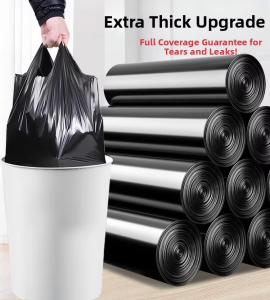 DINGGU | Heavy Duty Handled Black Garbage Bags for Home and Office
