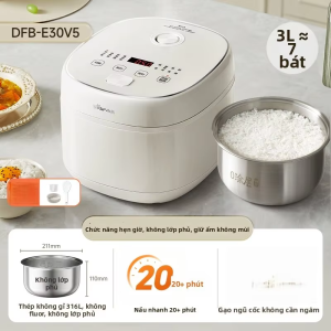 Bear | Nồi Cơm Nhỏ Đa Năng Không Phủ 316L Thép Không Gỉ