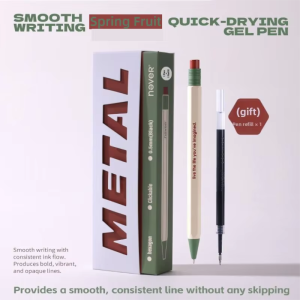 NEVER | Gift Box Set Hexagonal Metal Retractable Quick Dry Gel Pen Black
