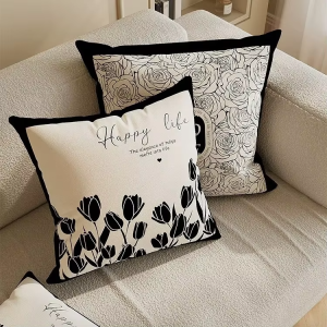 【In Stock】Light luxury high-end beige pillow cover abstract art modern simple pillow living room sofa model room pillow cover