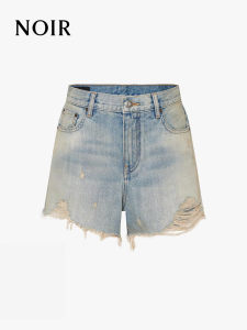 MO&Co. | Low-Mid Rise Faded Ripped Jeans Shorts