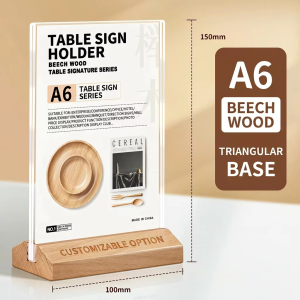 MINGZHUO | Acrylic Display Stand Wooden Sign Price Tag Water Sign Menu A4 A5