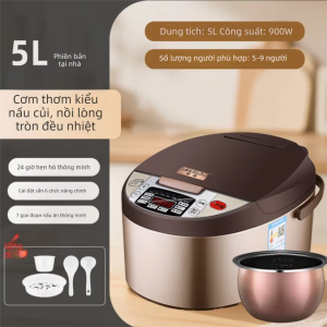 PESKOE|Nồi cơm điện chính hãng – 3L/4L/5L đa chức năng nấu cơm hấp nấu canh cho 3–8 người