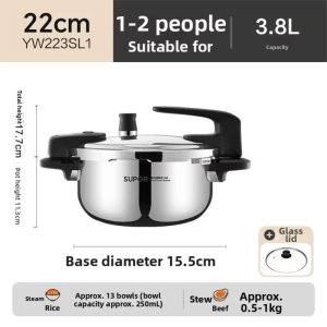 Supor | Explosion-Proof Stainless Steel Pressure Cooker Universal for Gas & Electric Stoves