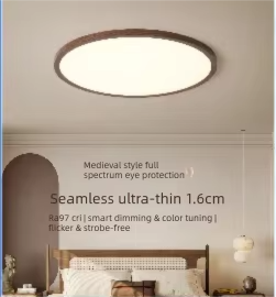 DGY | Retro Walnut Thin LED Ceiling Light Warm & Eye-care