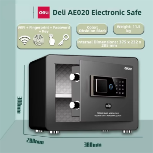 Deli | WIFI Fingerprint Password Safe Box Security Alarm Jewelry Storage Small