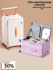 MINGJUEGONGZI | Wide Handle Large Capacity Side Opening Deep Storage Suitcase 30 Inch