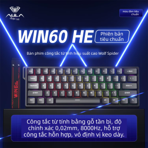 Bàn phím có dây AULA | WIN60 với công tắc trục từ tính - Bàn phím chơi game RT hiệu năng cao có thể tùy chỉnh