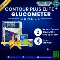 Contour Plus Elite  Glucometer  Bluetooth  Smart 3 Color Light Signal Device and 25 Pcs Strip Bundle Offer Brought to you by Panasonic + Ascensia Diabetic Care + Square Pharmaceuticals + Honestime