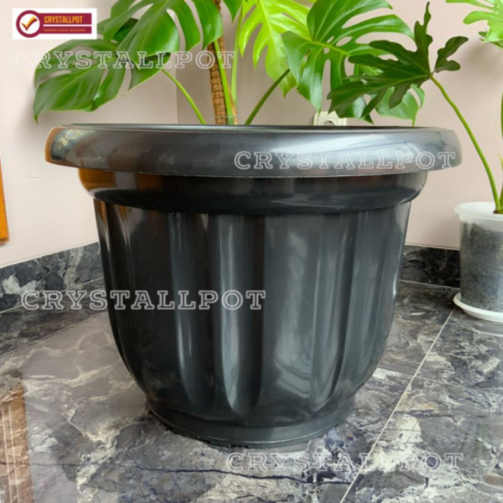 pot bunga tanaman plastik hitam diameter 50cm - jumbo | Lazada Indonesia