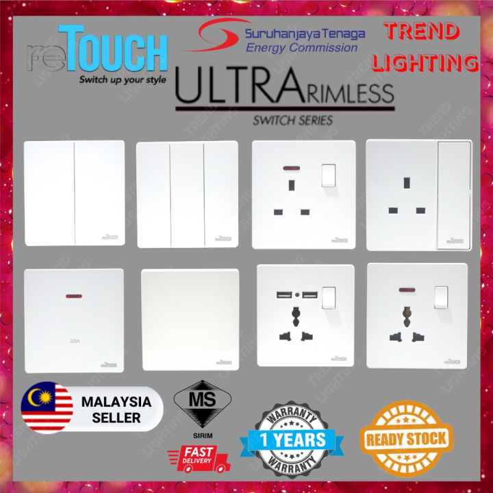 Sirim Retouch Ultra Rimless Socket And Wall Switch Slim Modern Switch Design 13a 15a 20a 45a 0423