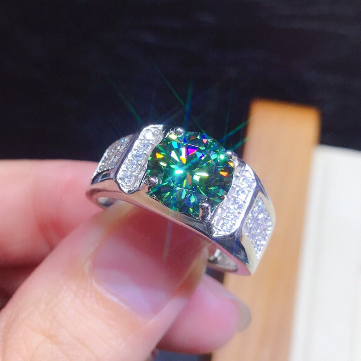 Silver Fashion Jewelry Moissanite Green Diamond Men Women Crystal