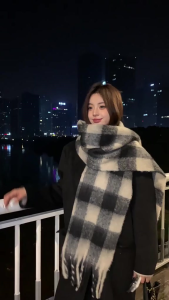 Khăn quàng cổ kẻ sọc giả cashmere mùa thu đông mới Khăn choàng mùa đông cao cấp Khăn quàng ấm dày