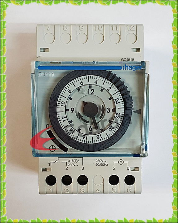 HAGER EH111 TS24H ANALOGUE TIMER SWITCH (DIN RAIL TYPE) Lazada