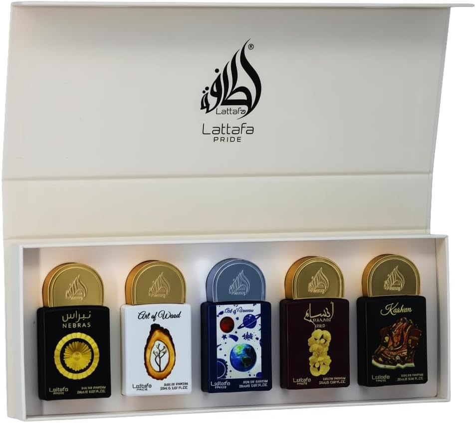 Lattafa Pride Pack de regalo No 3 Eau de Parfum 5 x 20 ml Nebras, Kashan, Art of Wood, Ansaam Gold Art of Universe — oferta en Miravia