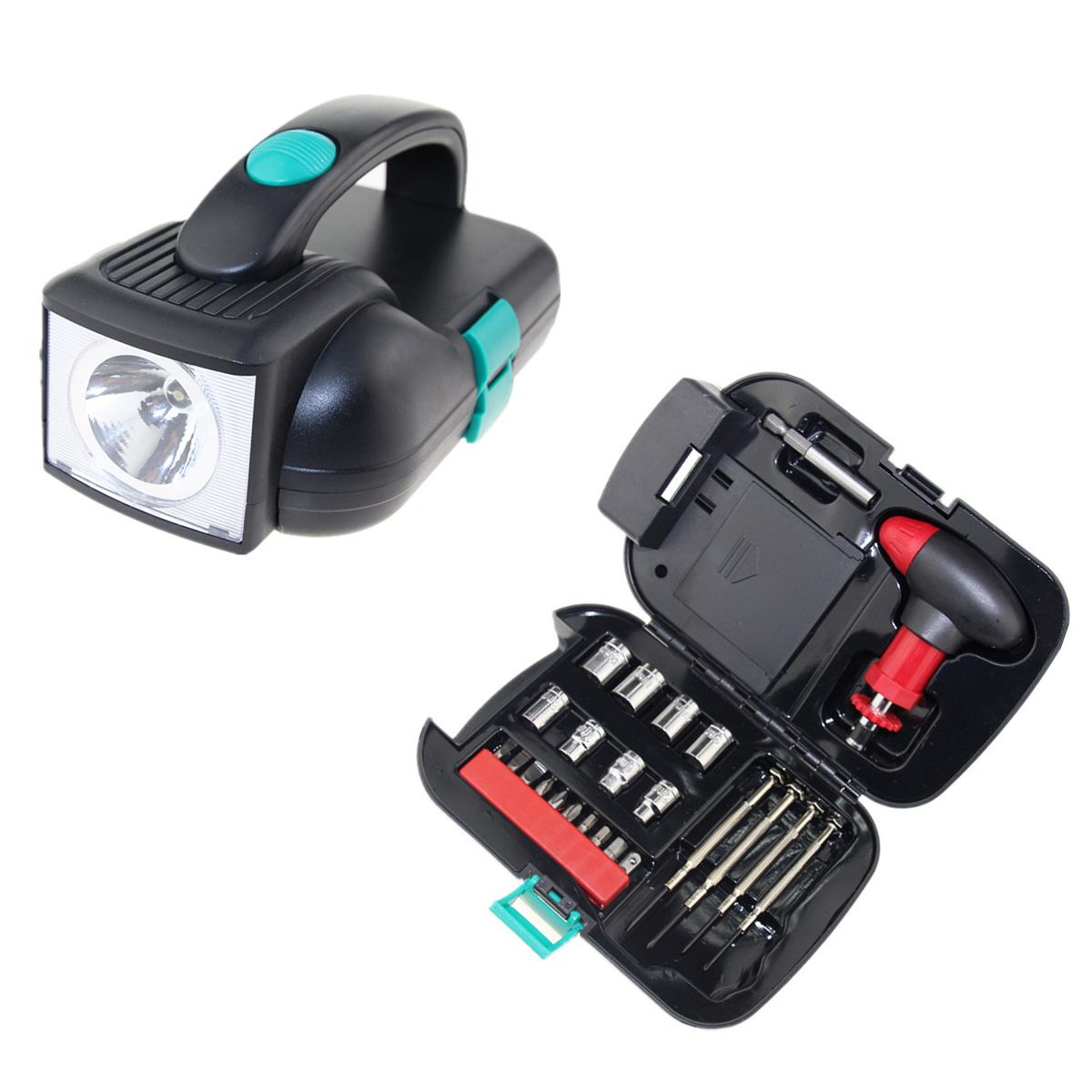 Juego de 24 herramientas con linterna incorporada - Maletín iluminado para trabajos de bricolaje - 1