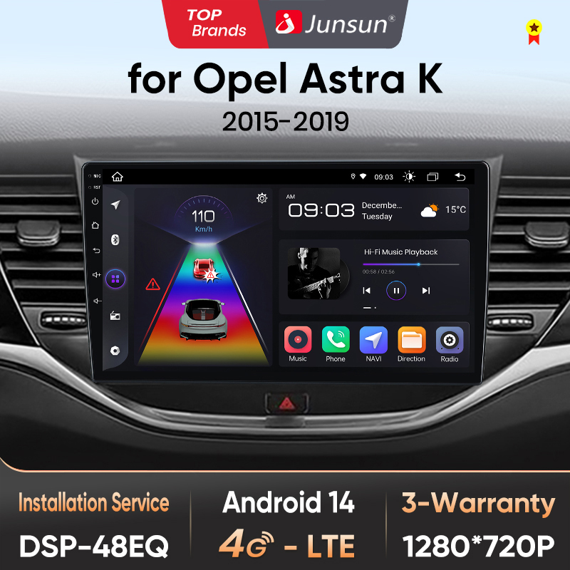 Junsun AI Voice Car Radio Stereo For Opel Astra K 2015 2016 2017 2018 2019 Car Auto Radio Built-In Wireless Carplay & Android Auto Automotive Multimedia Touch Screen 360 camera Car Intelligent Systems With GPS Navigation - 1