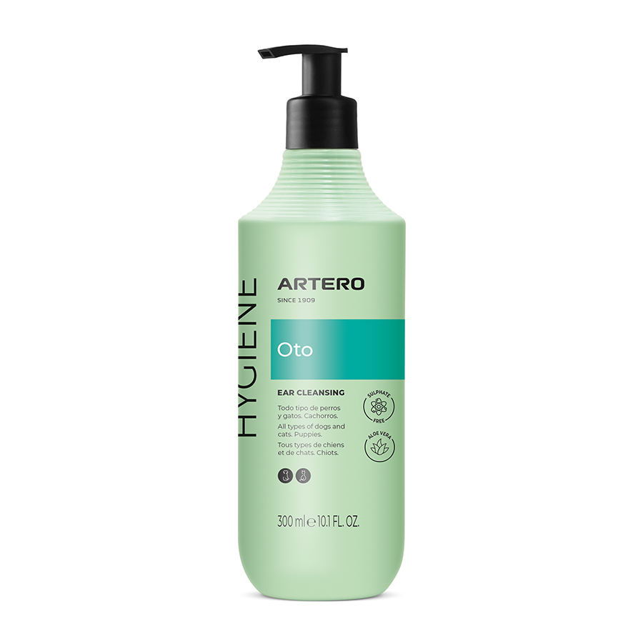 Artero Oto. Limpiador de Oídos para Perros 300 ml – Gel Higiénico con Aceite de Árbol del Té – Limpieza Profunda y Suave – Previene Infecciones y Malos Olores – Fácil Aplicación con Dosificador – Apto para Todas las Razas y Edades – No Irrita ni Mancha - 1