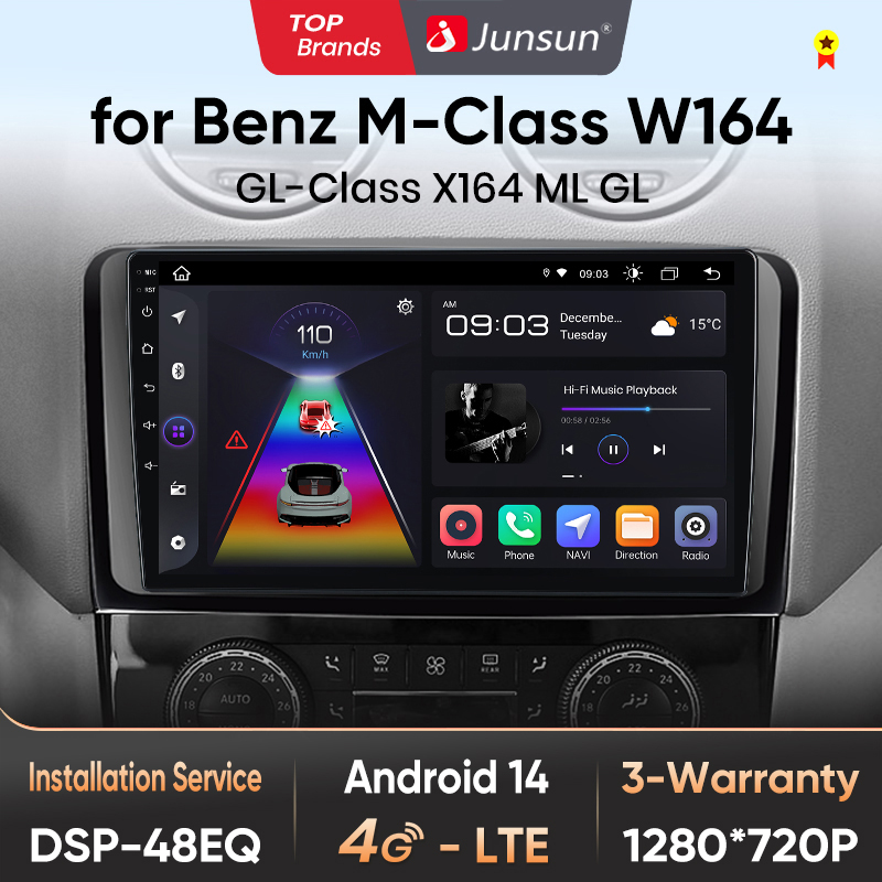 Junsun AI Voice Car Radio Stereo For Mercedes Benz M-Class W164 GL-Class X164 ML GL Car Auto Radio Built-In Wireless Carplay For Apple & Android Auto Automotive Multimedia Touch Screen 360 camera Car Intelligent Systems With GPS Navigation - 1