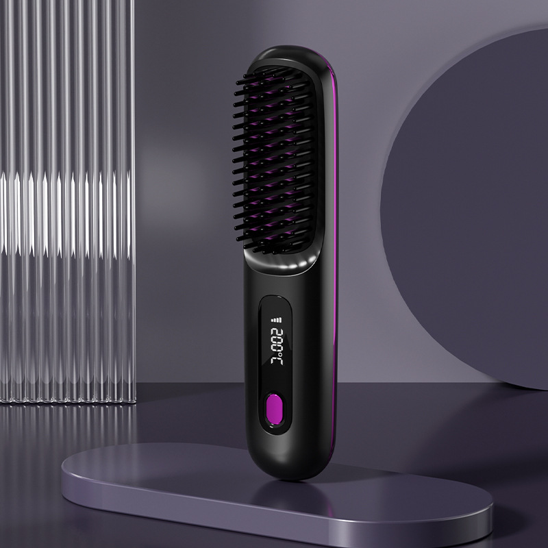 Alisador de pelo portátil sin cable, alisador de pelo portátil con Iones negativos, peine Caliente alisador de pelo para Mujer, ligero y Pequeño para transportar, aprox. 20 minutos de uso con carga completa - 1