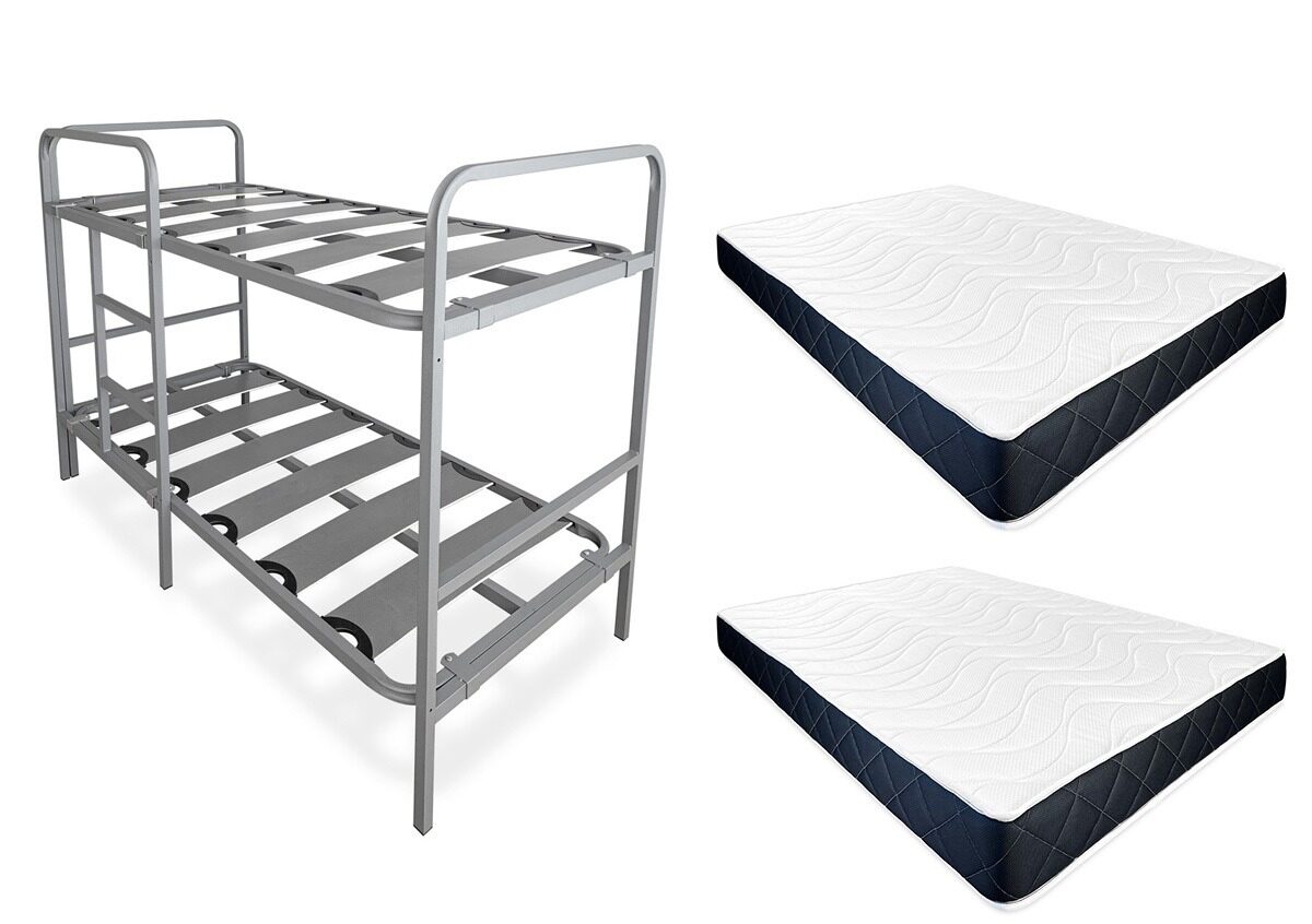 Pack Ahorro Litera reforzada más colchones Viscoelástico Juno - 18cm Altura (+- 2cm) - Litera acero inoxidable - Fabricado en España - Somnia Descanso [Envío incluido] - 1