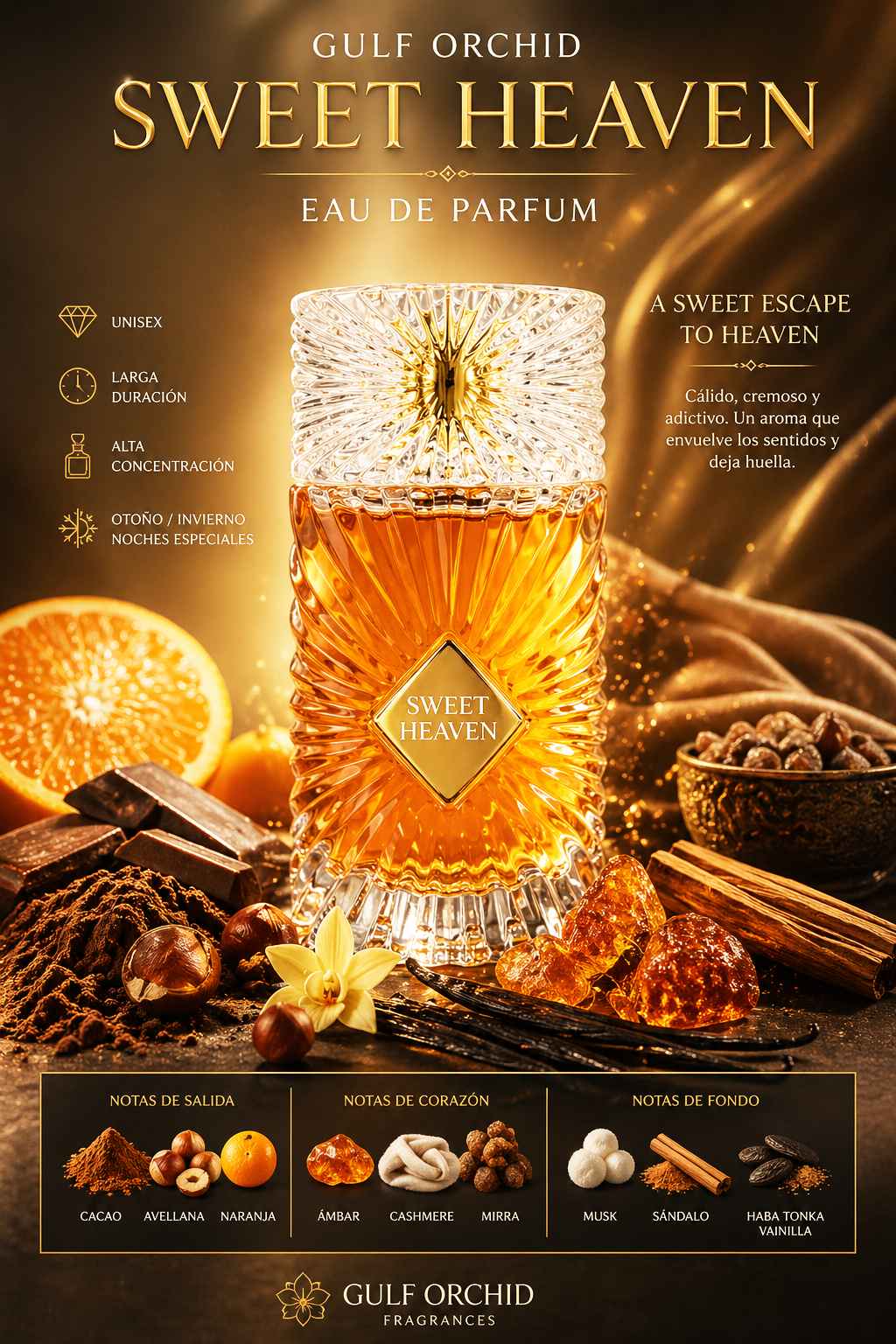 Sweet Heaven Gulf Orchid EDP 20 ml · Cacao, avellana y vainilla cremosa oriental — oferta en Miravia