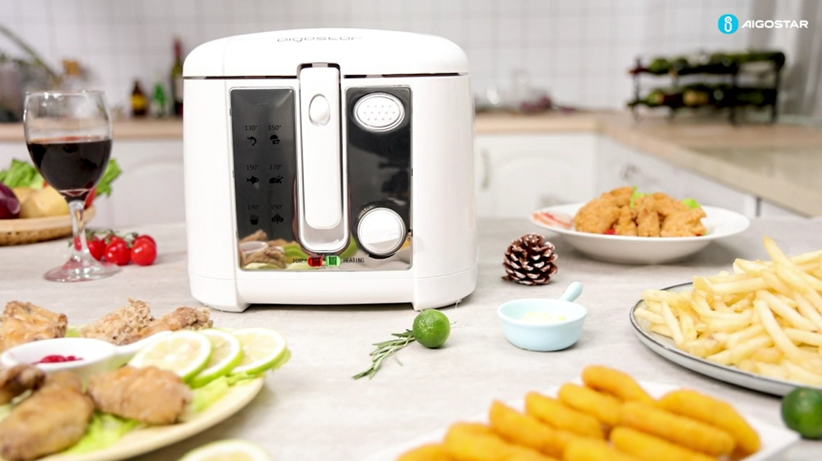 AIGOSTAR Freidora de 2.5L - Gran Ventana Transparente, Control de Temperatura e Indicador Luminoso (1650W). - 1