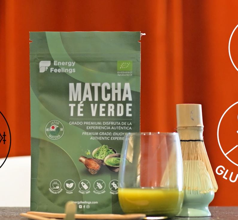 Energy Feelings Té Matcha Verde Orgánico Japonés 100g, Té Premium Ecológico cultivado en Japón, Matcha Slim en Polvo, Ideal para Infusiones, Matcha Latte y Bebidas, Sin Gluten, Sin Lactosa - 1