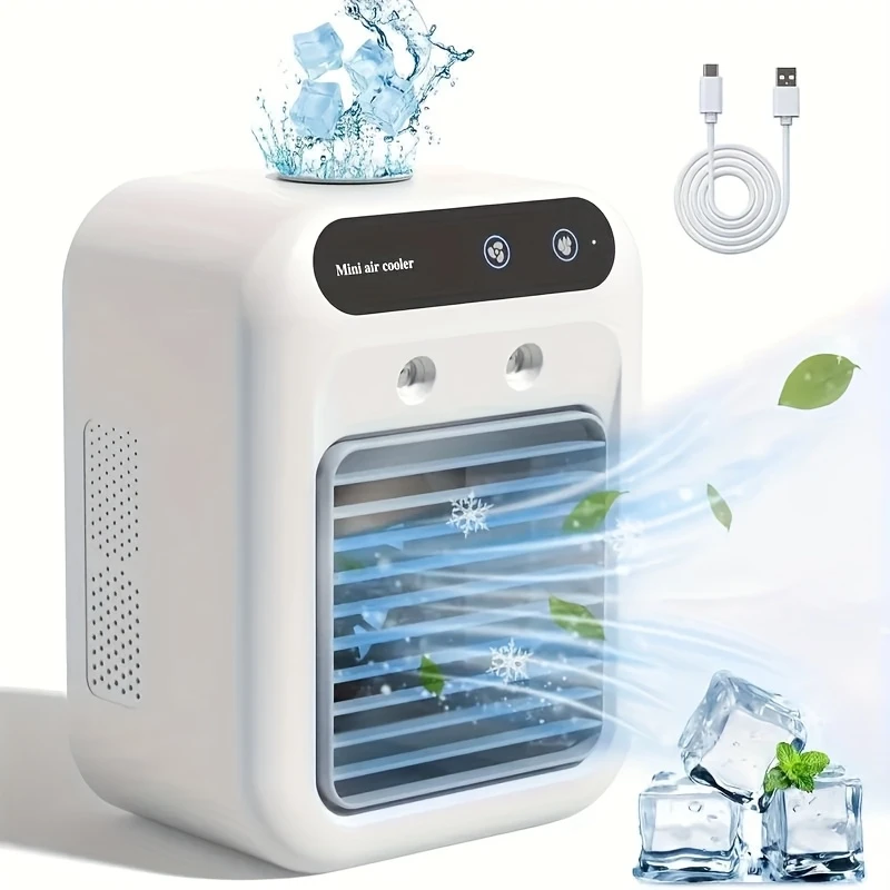 Aire acondicionado portátil todo en uno, un ventilador húmedo mini con función de enfriamiento, perfecto para uso en la oficina y en casa, manteniendo tu hogar y oficina frescos y cómodos. - 1