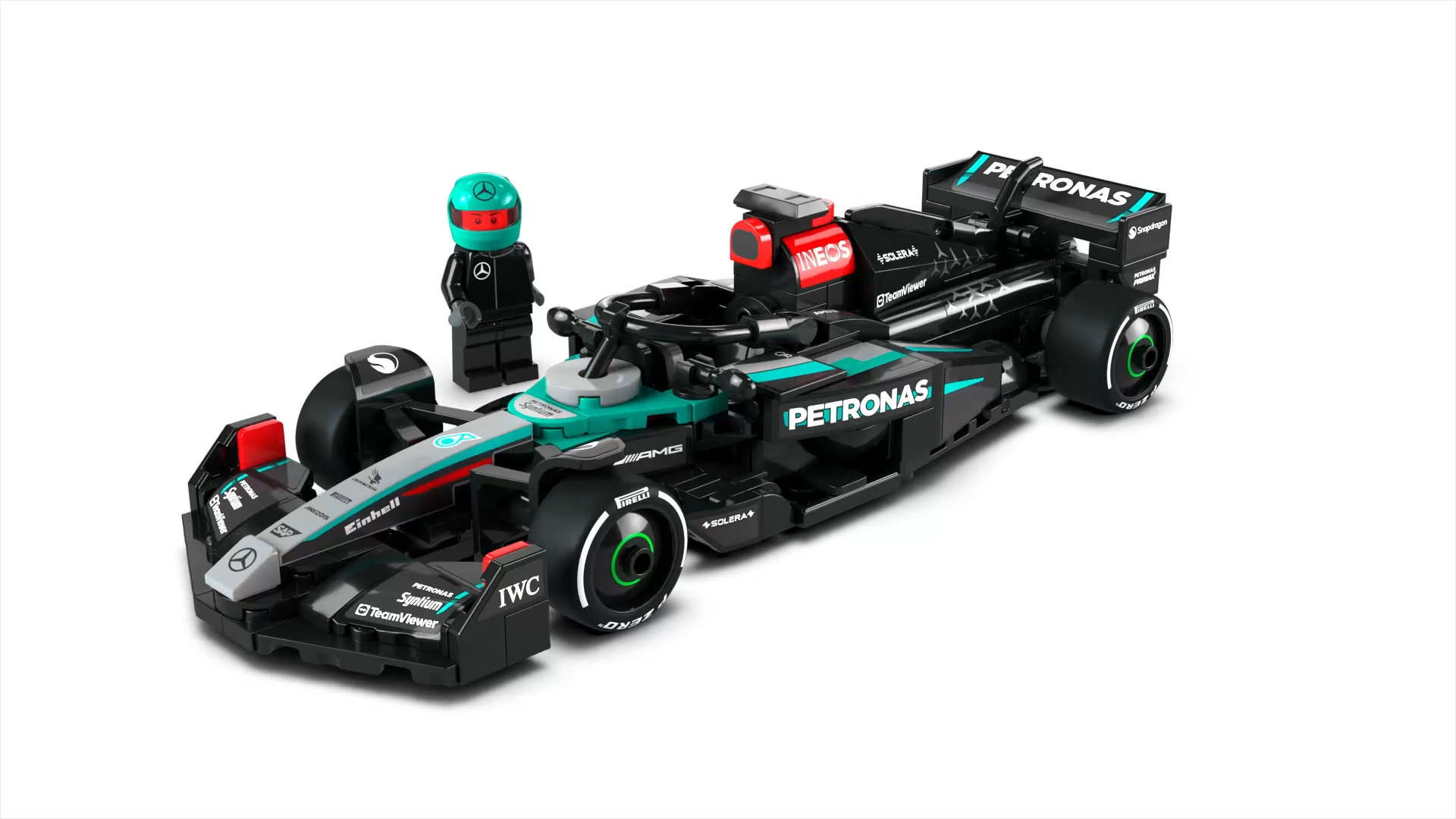 LEGO 77244 Speed Champions Coche de Carreras Mercedes-AMG F1 W15, Juguete, Maqueta de Construcción de Vehículo de Fórmula 1 y Minifigura de Piloto Coleccionable, Regalo para Niños de 10 Años o Más - 1