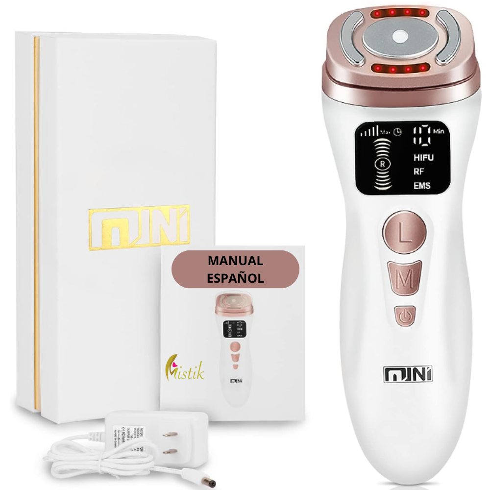 PORCHEDDU con Pantalla Máquina Facial para Eliminar Las Arrugas Masajeador Ultrasonidos RF EMS LED Rejuvenecimiento Antivejamiento Cuello Barbilla Cara Regenerador Therapy en Casa Regalar Mujer Radiofrecuencia - 1