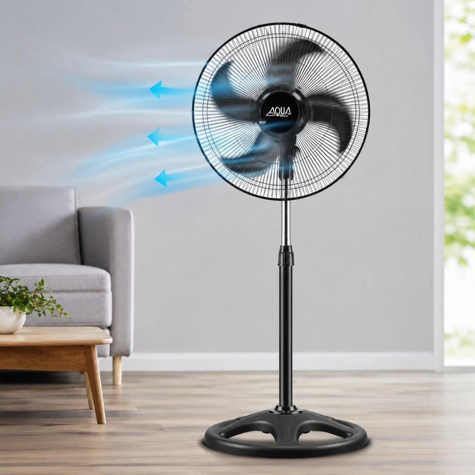 Pack 2 Ventiladores de Pie AQUA 18 Pulgadas 70W Oscilantes 360° | Altura Regulable 120-140 cm | 3 Velocidades |… — oferta en Miravia