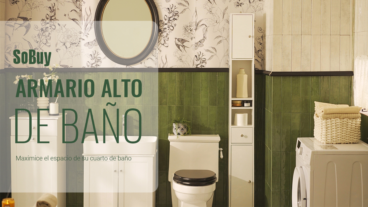 SoBuy Mueble Columna de Baño Armario para Baño Alto Estanterías de Baño con 5 Estantes Abiertos 2 Puertas y 1 Cajón Marrón 20 x 20 x 180 cm BZR34-PF ES - 1
