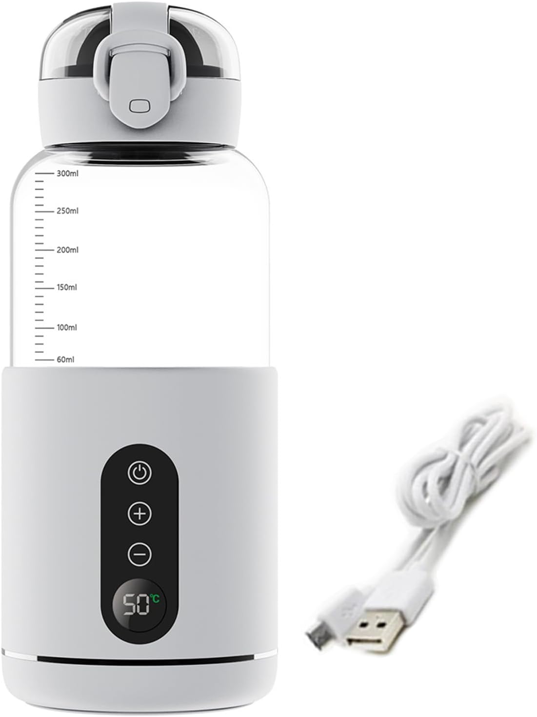 Calentador de agua portátil, calentador de agua portátil para fórmula de bebé, capacidad de 300 ml, calentador de biberón portátil inalámbrico, fácil de transportar y adecuado para viajar - 1