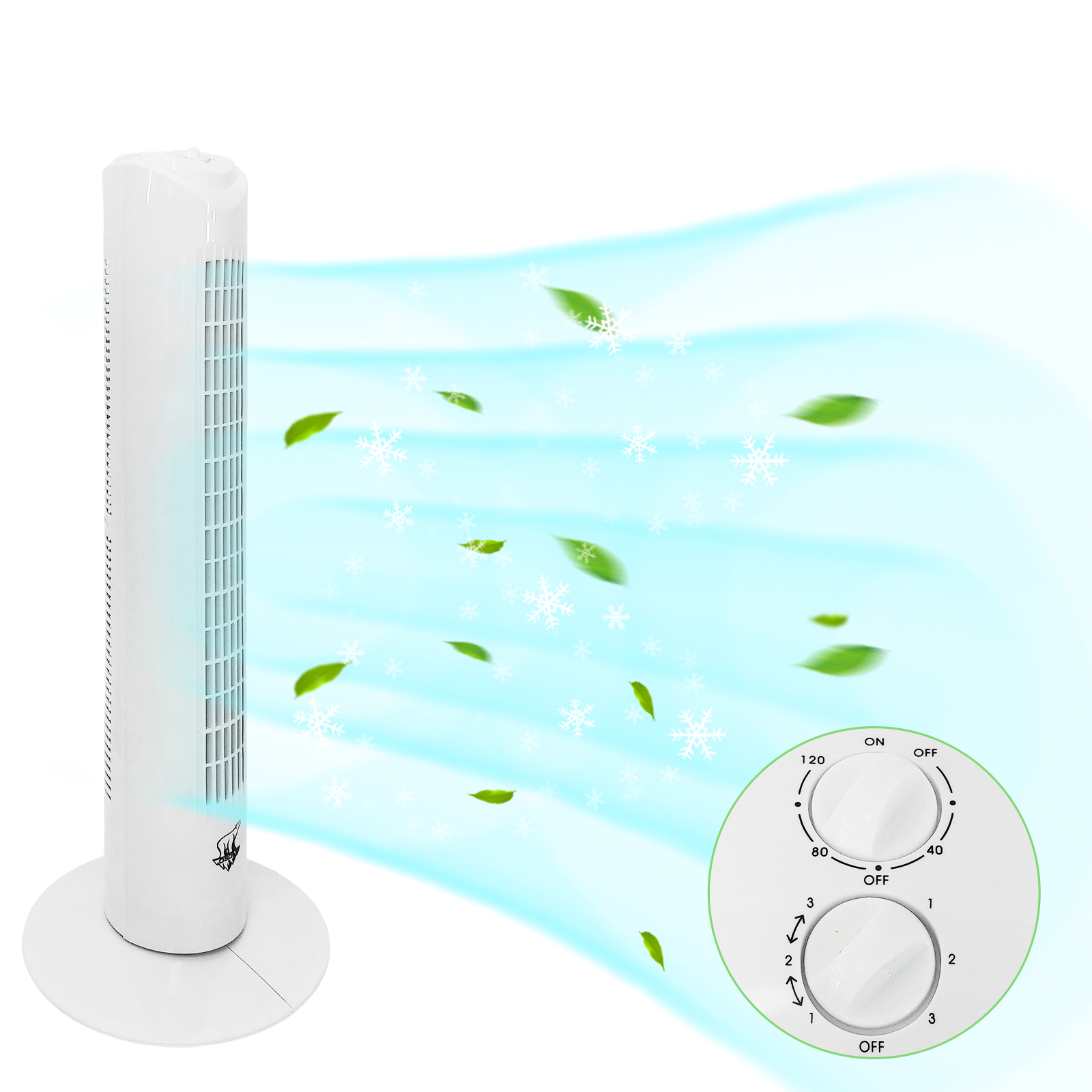 Artree | Ventilador de torre silencioso potente 50W, oscilante,  3 niveles de ventilación - 1