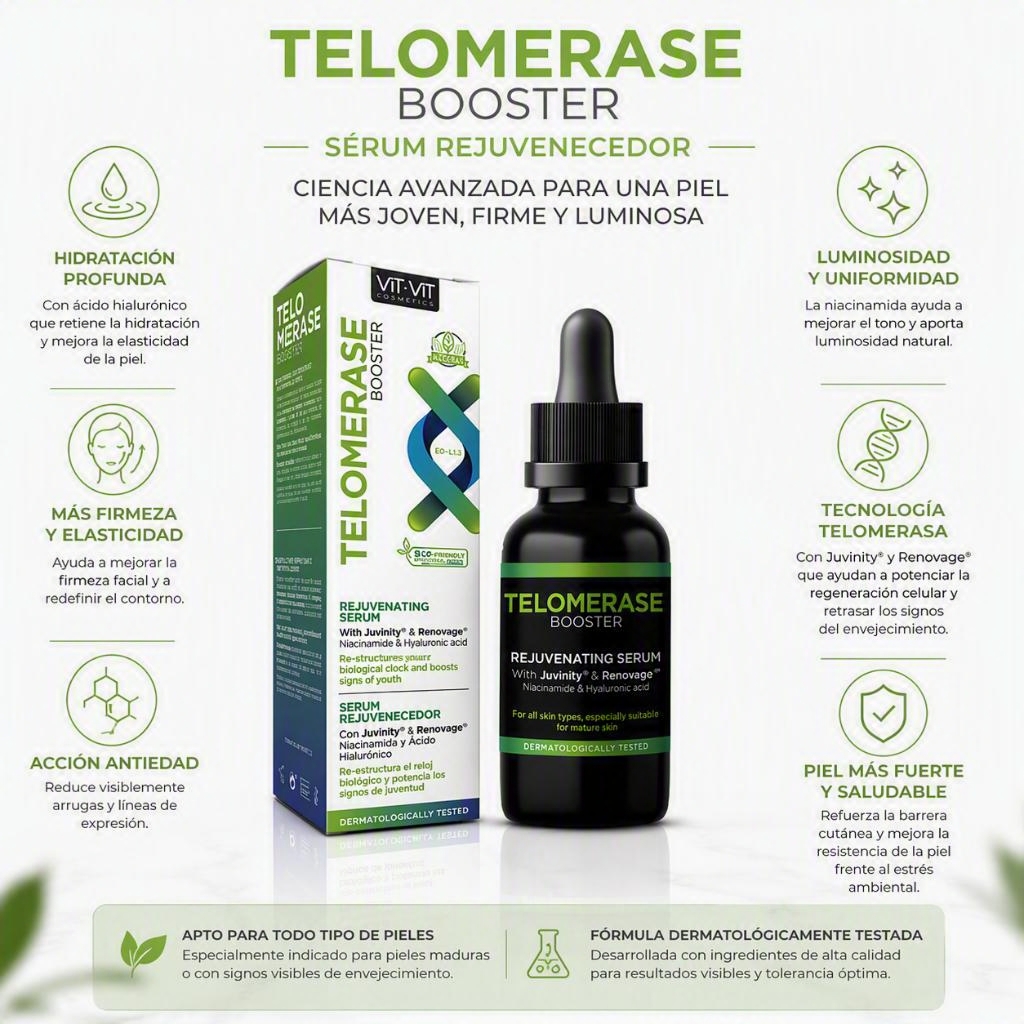 Sérum Facial Antiedad VIT VIT Telomerase Booster 30 ml con Juvinity™, Renovage™, Ácido Hialurónico y Niacinamida | Diet Esthetic - 1
