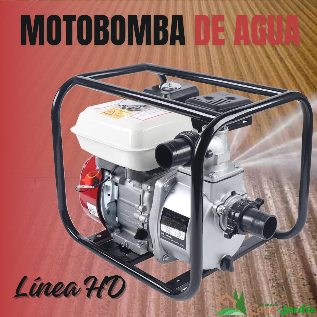 LINEA HD Motobomba de Agua a gasolina, motor 4T, 196cc, 5.5CV, para mangueras de 50mm (2"), 7m aspiración. - 1