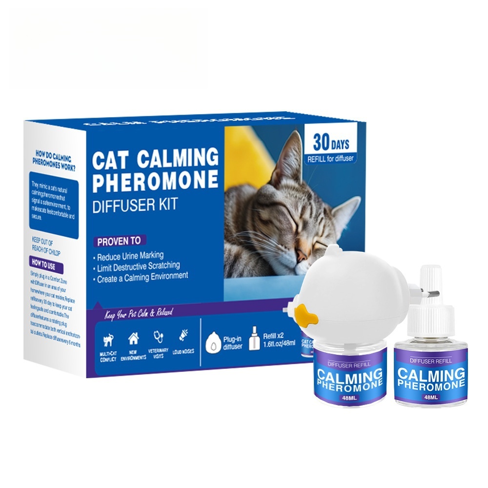 Kit de bienestar felino: Spray de feromonas  líquido calmante  manta térmica. Reduce el estrés en viajes, visitas al veterinario y cambios de entorno - 1