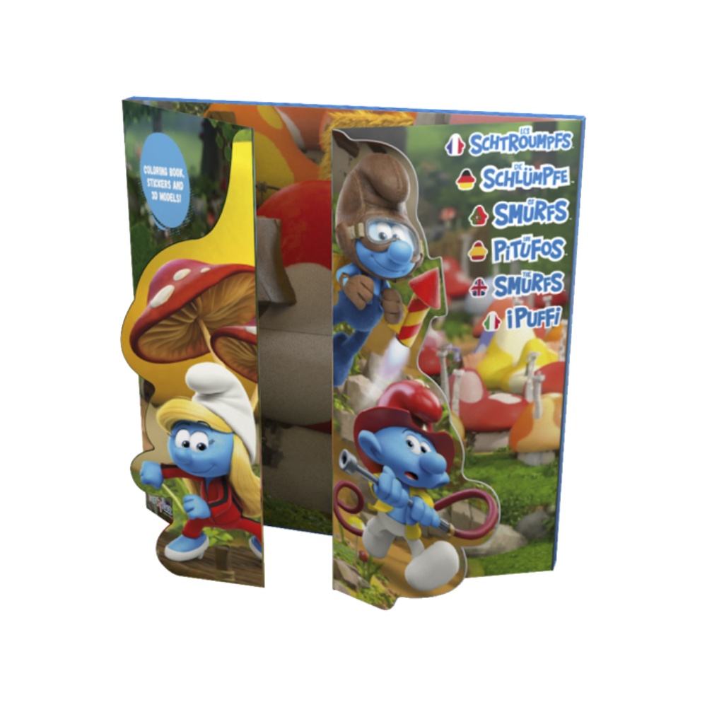 Aldea Pitufa Pop-Up – Kit de Juego Creativo con Pegatinas, Libro para Colorear y Figuras 3D Los Pitufos - 1