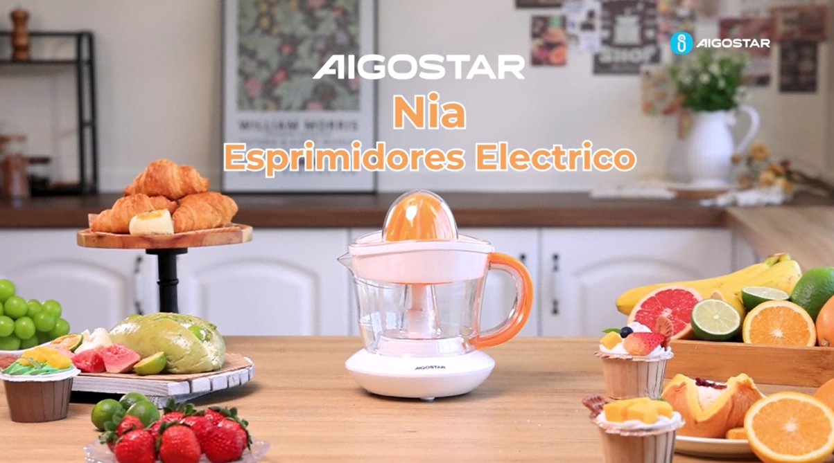 AIGOSTAR Exprimidor de Naranjas Electrico (40W,0.7ml),Doble Sentido de Giro, Doble Cono, Cubierta Antipolvo. - 1