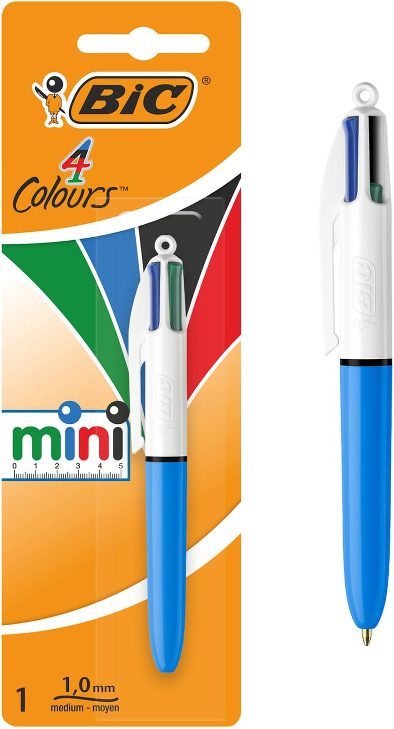 BIC 4 colores Mini Bolígrafo Retráctil punta media (1,0 mm) – Blíster de 2 Unidades. - 1