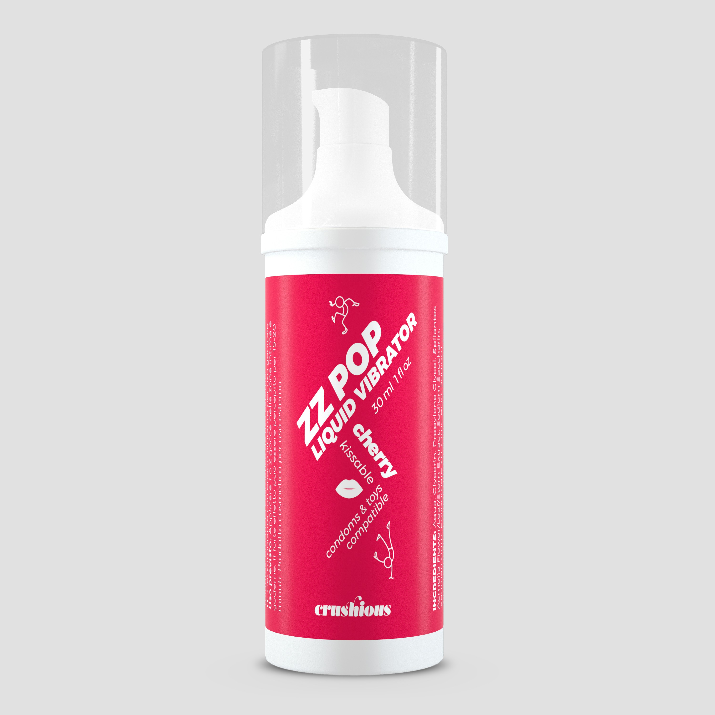 LUBRICANTE VIBRADOR LIQUIDO ZZ POP AROMA CEREZA 30ML CRUSHIOUS - 1