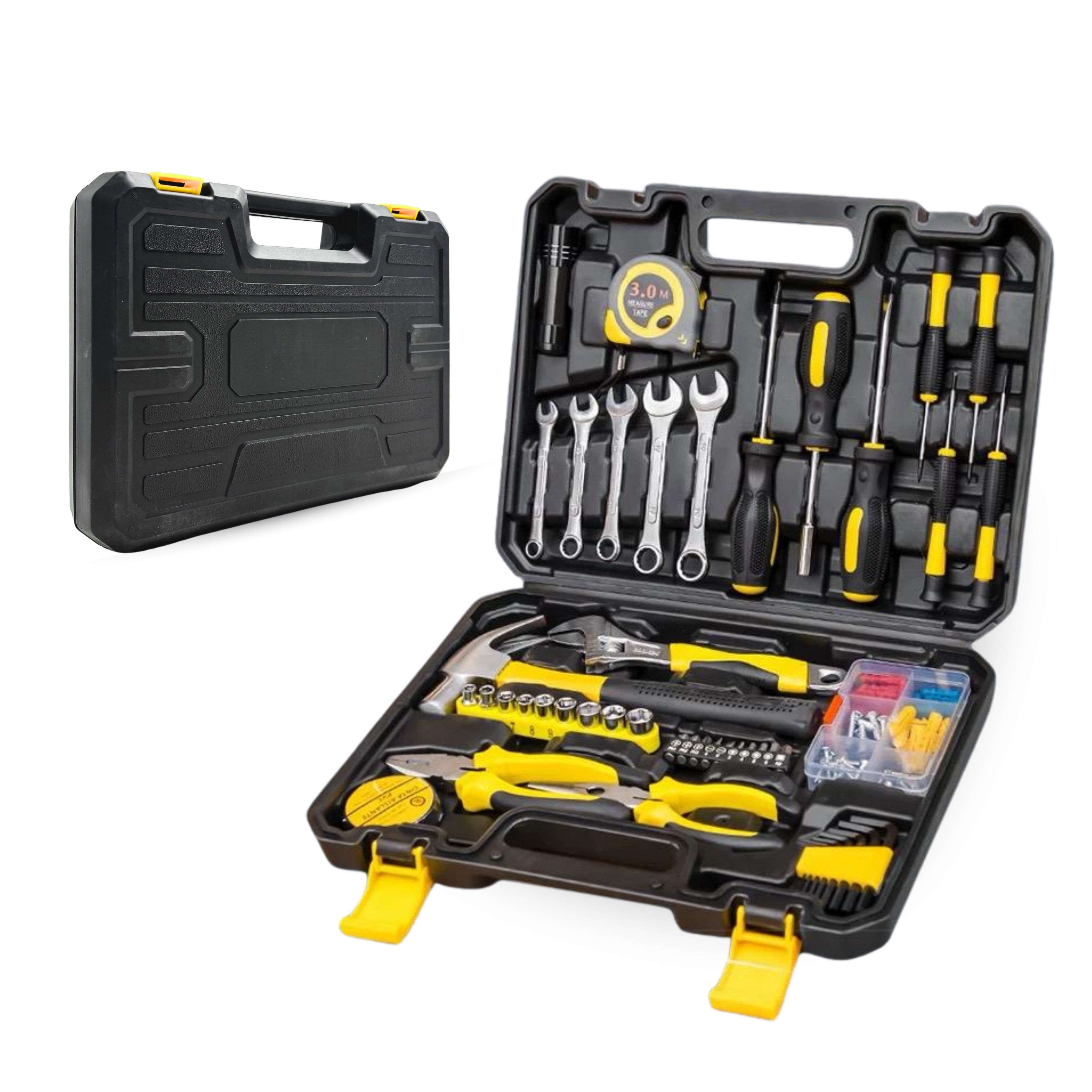 Maletín de Herramientas Completo. Caja de Herramientas con 108 piezas. Set de Herramientas Manuales para Bricolaje. Juego de Herramientas Portátil y Organizado para Reparaciones del Hogar - 1