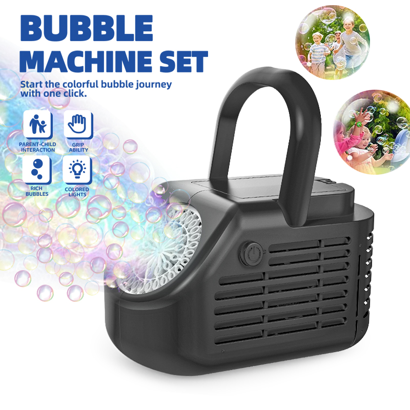 máquina de pompas de jabón automática portátil con efectos de luz de 42 agujeros, juguetes de burbujas eléctricas, máquina de burbujas automática para niños, produce más de 20.000 burbujas por minuto, adecuado para niños y niñas al aire libre, festivales - 1