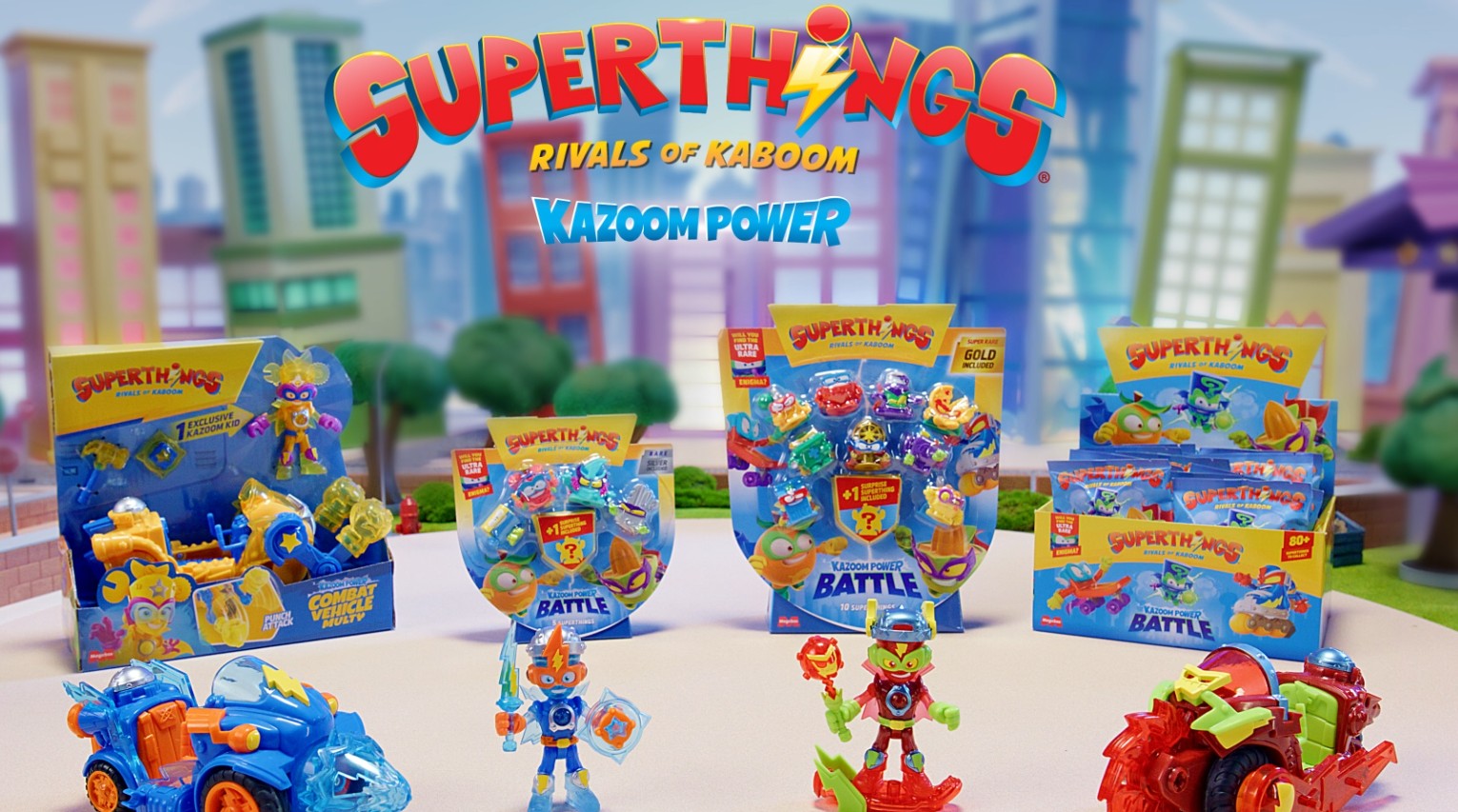 SUPERTHINGS KAZOOM POWER – Combat Vehicle Kid Kazoom. Vehículo de combate de Kid Kazoomde la serie de TV “Superthings Kazoom Power”. Contiene 1 Combat Vehicle, 1 Kid Kazoom exclusivo, 1 arma y 1 accesorio - 1